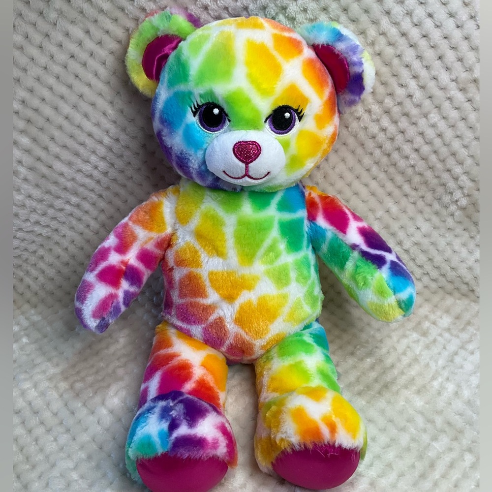 Build A Bear Rainbow Safari Plush Multi Coloured Bear Stuffed Animal Toy